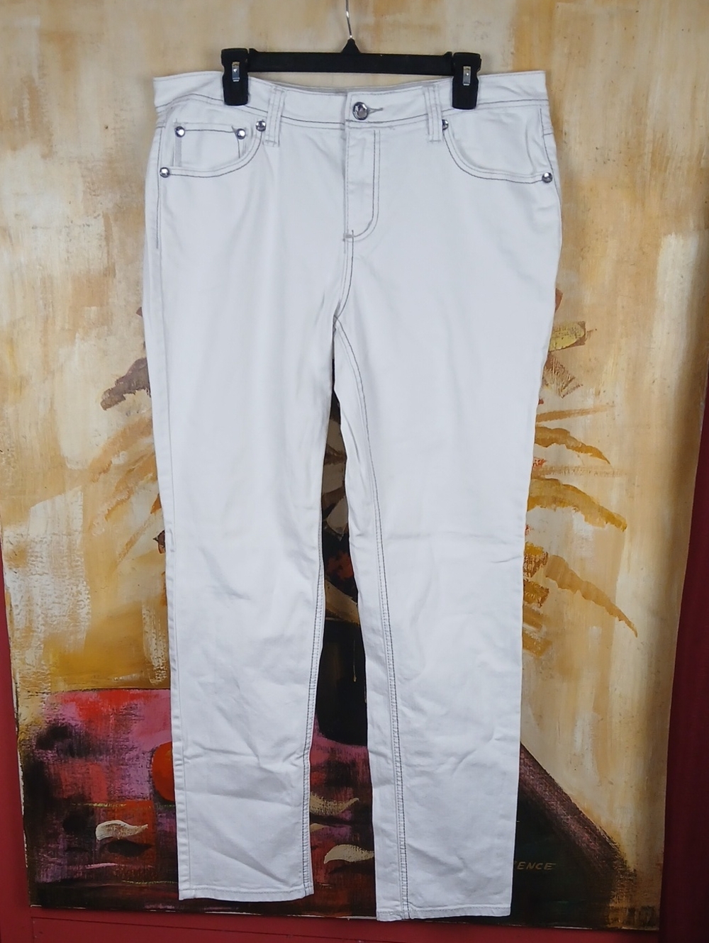 New Directions Weekend White Embellished Rhinestone Jeans Size 16